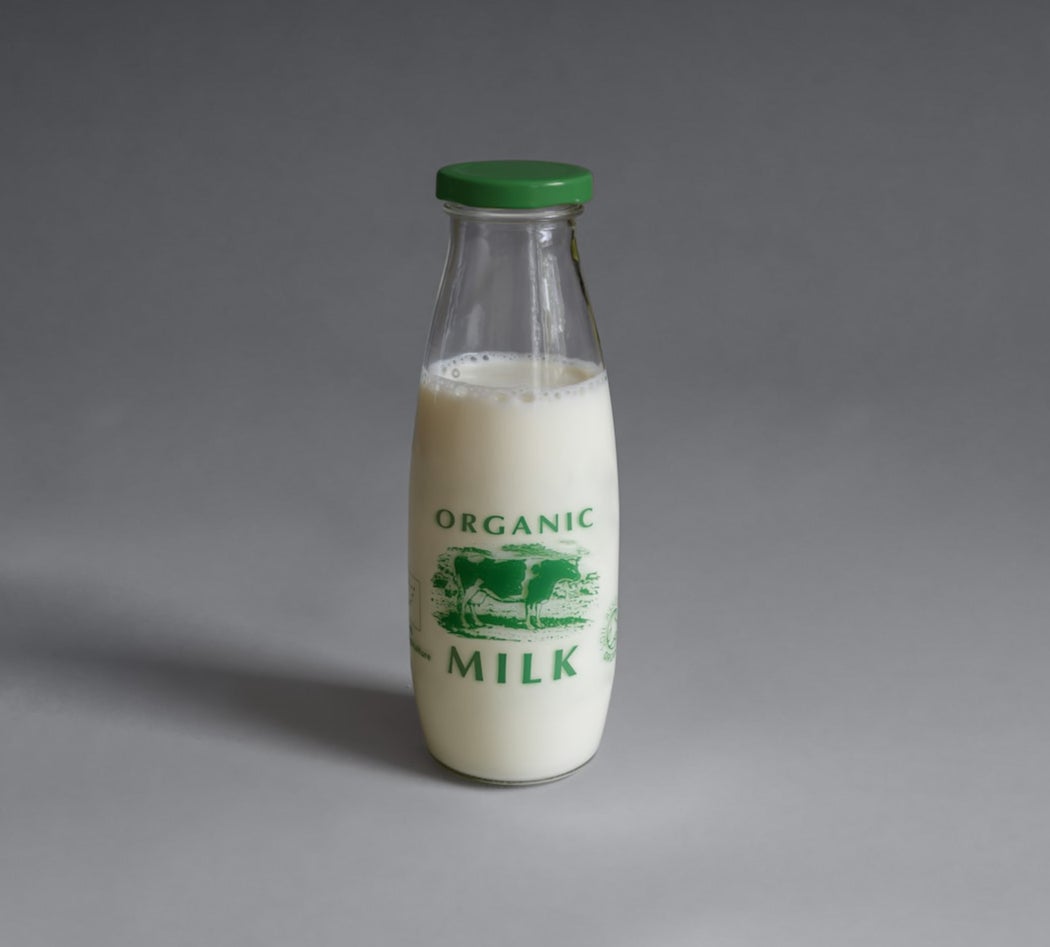 Organic Milk in Glass Bottle, Eco-Friendly